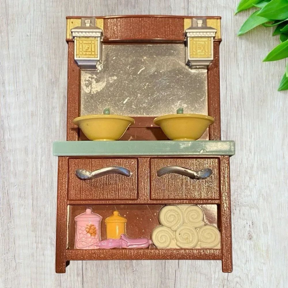 2008 Mattel Fisher Price Loving Family dollhouse playset vanity sink bathroom fu